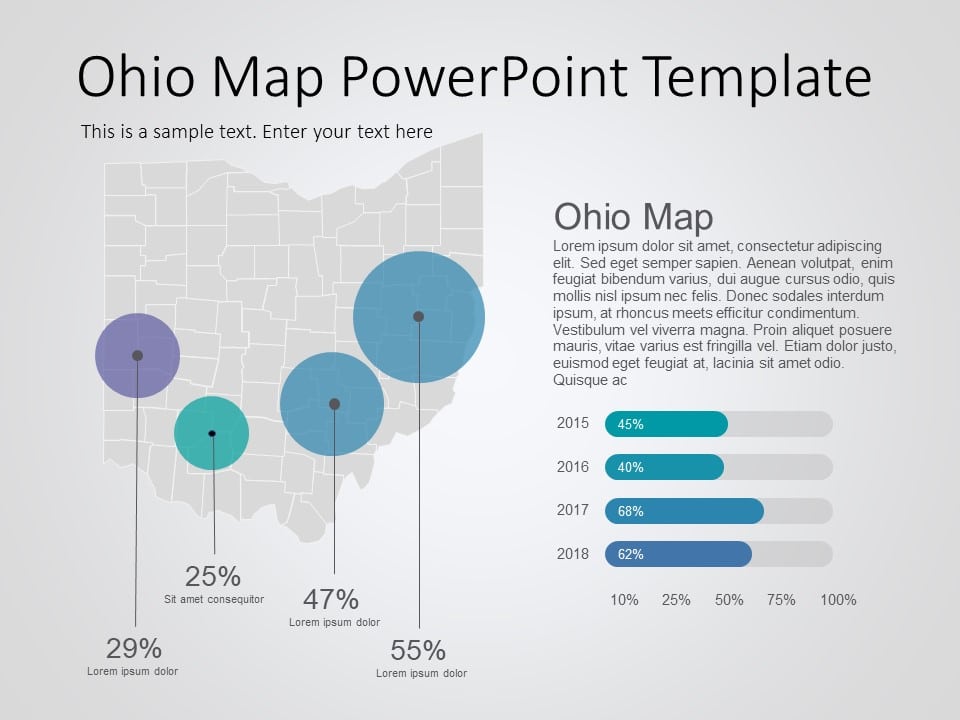 Ohio Map 8 PowerPoint Template