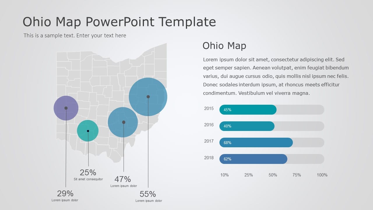 Ohio Map Data Visualization with Blue and Teal Circles Presentation ...