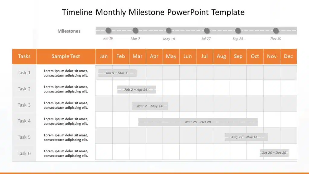 Timeline Monthly Milestone PowerPoint Template