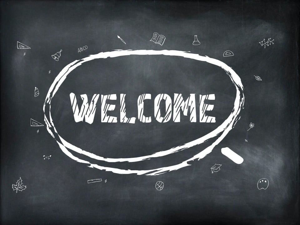 Welcome Chalkboard PowerPoint Template & Google Slides Theme