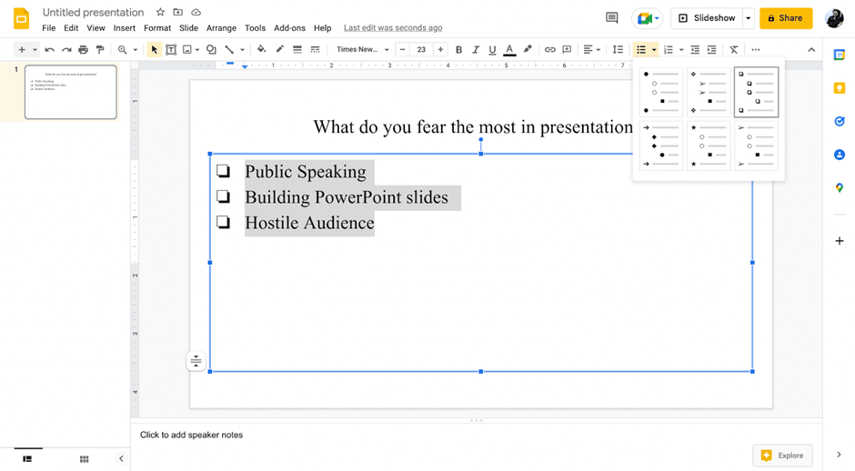 How To Make Check Box On Google Slides