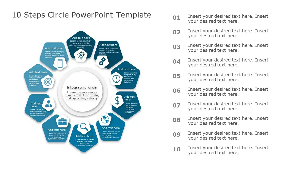 10 Steps Circle PowerPoint Template & Google Slides Theme