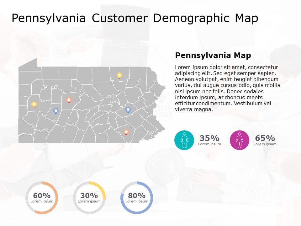 Pennsylvania Map 6 PowerPoint Template