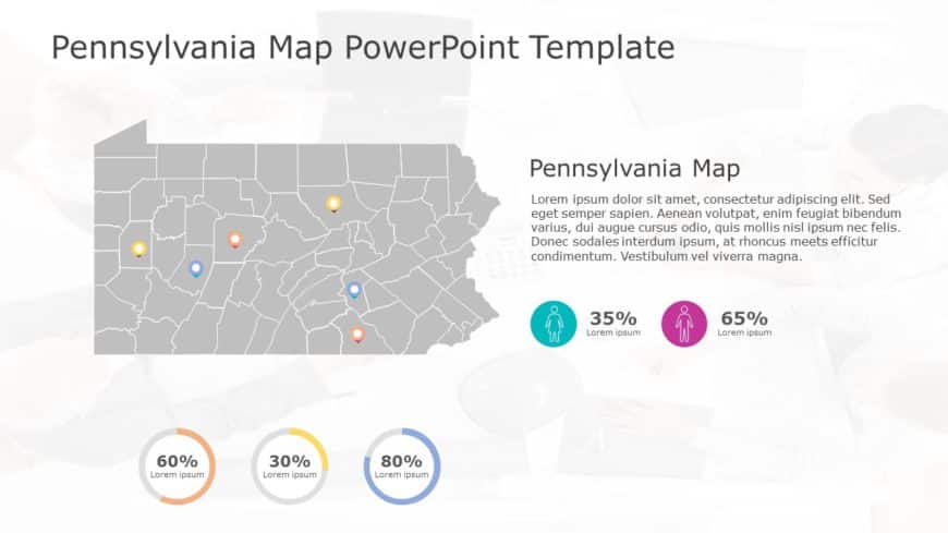 Pennsylvania Map 6 PowerPoint Template