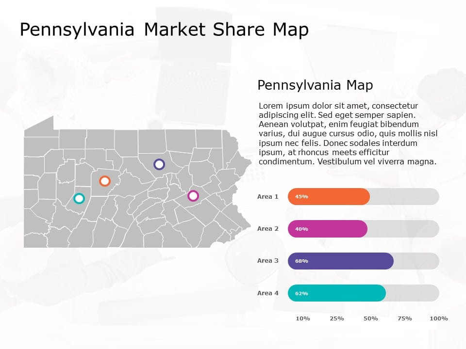 Pennsylvania Map 7 PowerPoint Template