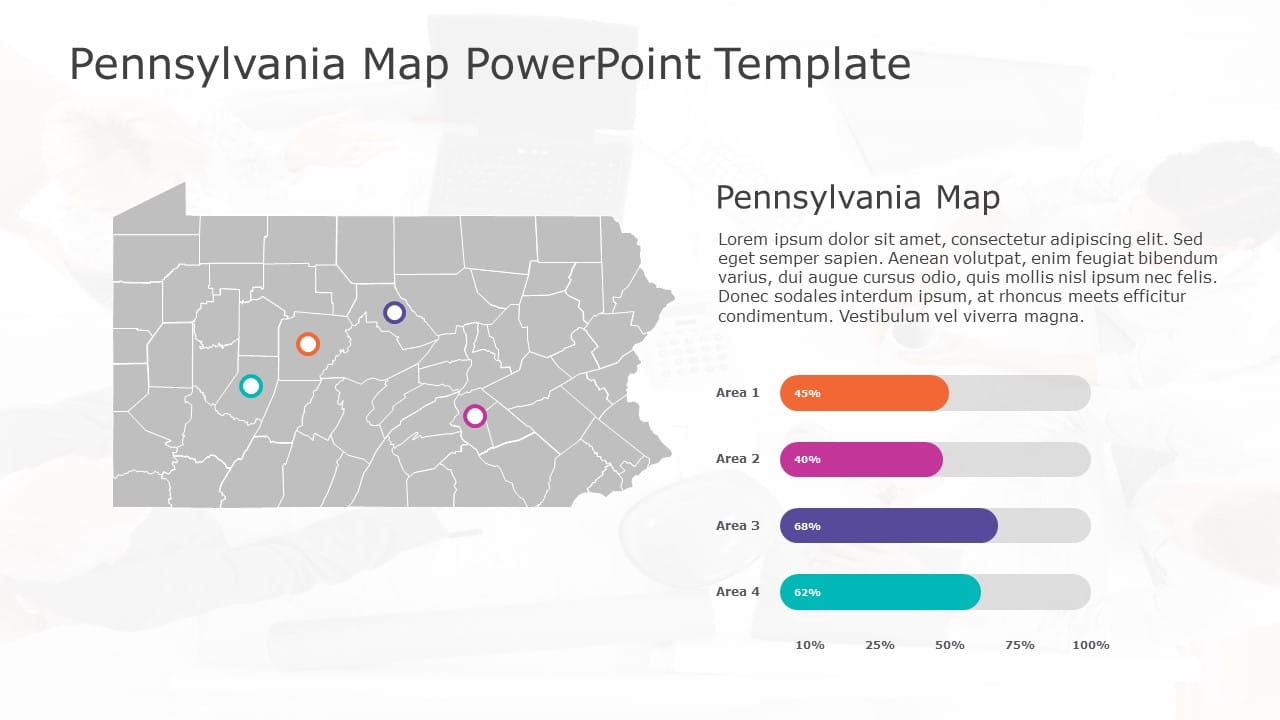 Pennsylvania Map 7 PowerPoint Template & Google Slides Theme