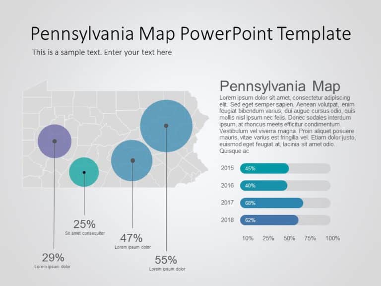 Pennsylvania Map 8 PowerPoint Template