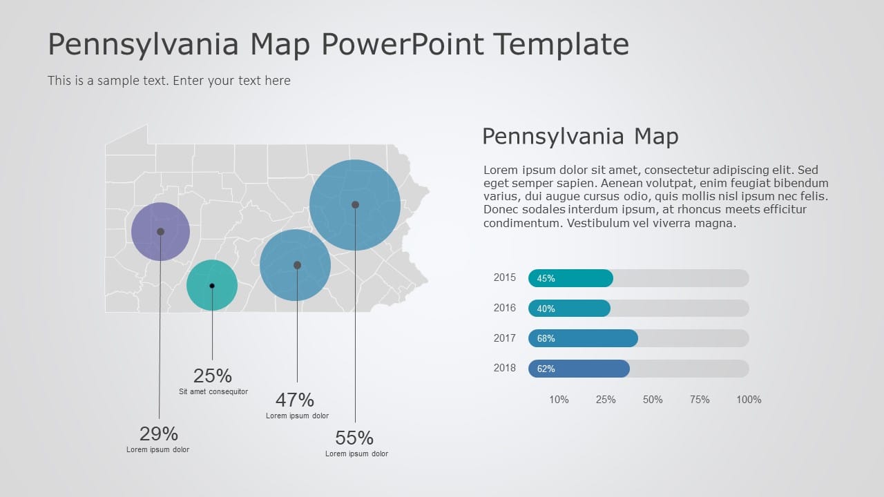 Pennsylvania Map 8 PowerPoint Template & Google Slides Theme