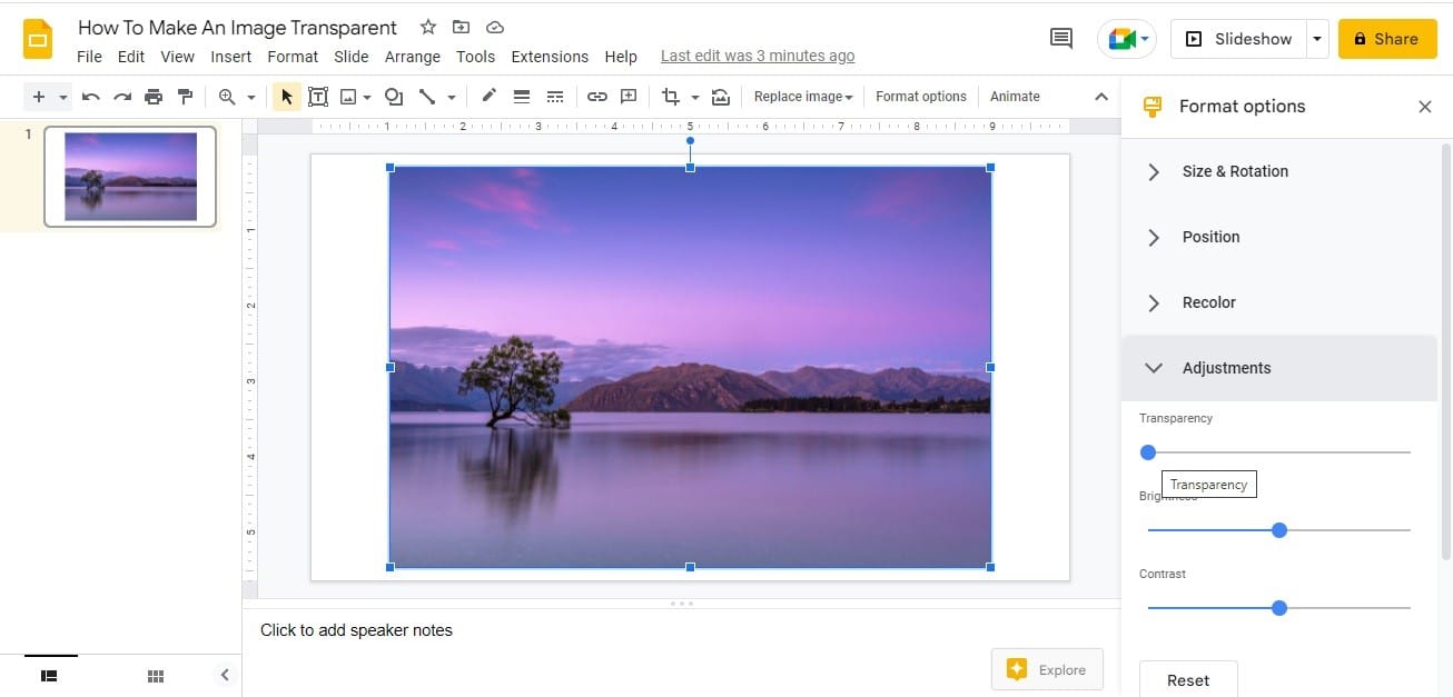 google slides background image transparency