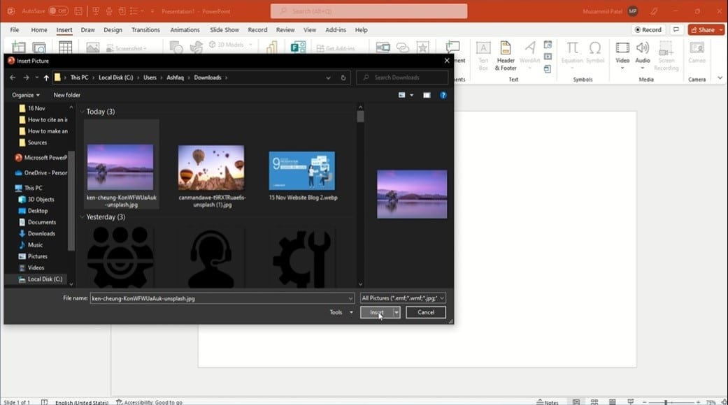 steps to cite an image in PowerPoint