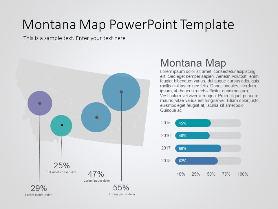 Montana Map 8 PowerPoint Template