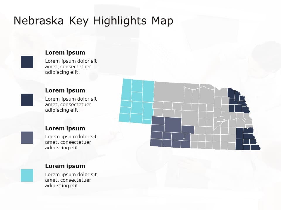 Nebraska Map 4 PowerPoint Template