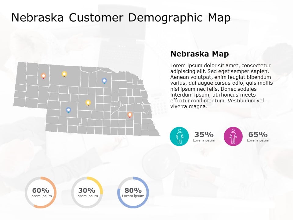 Nebraska Map 6 PowerPoint Template