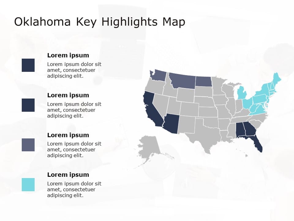 Oklahoma Map 4 PowerPoint Template
