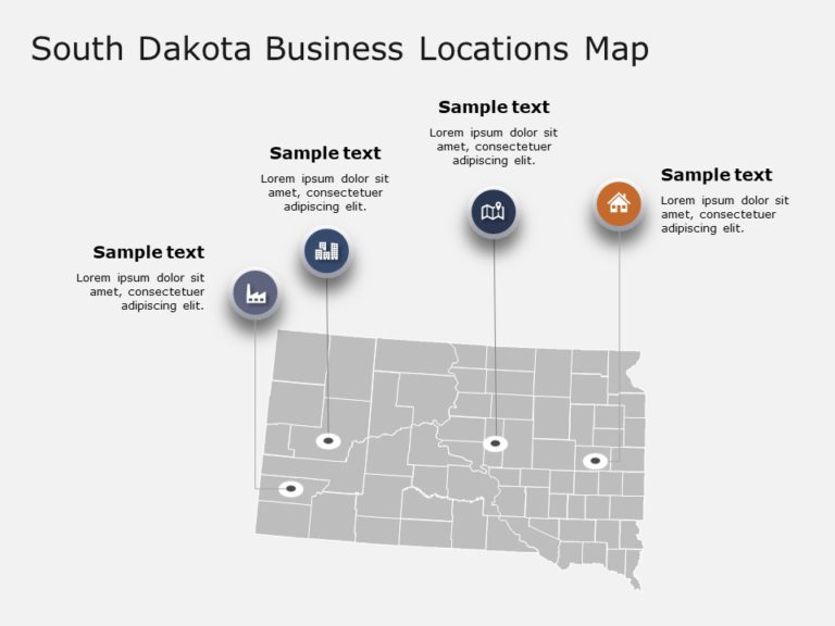 South Dakota Map 2 PowerPoint Template