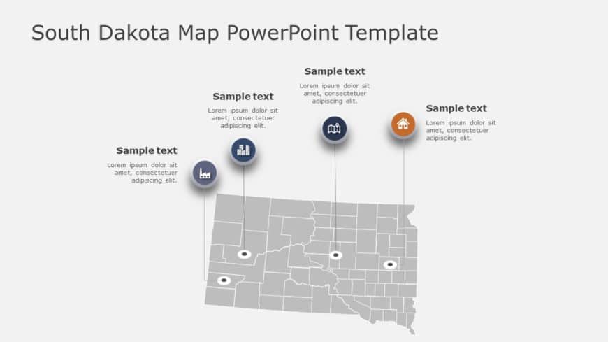 South Dakota Map 2 PowerPoint Template