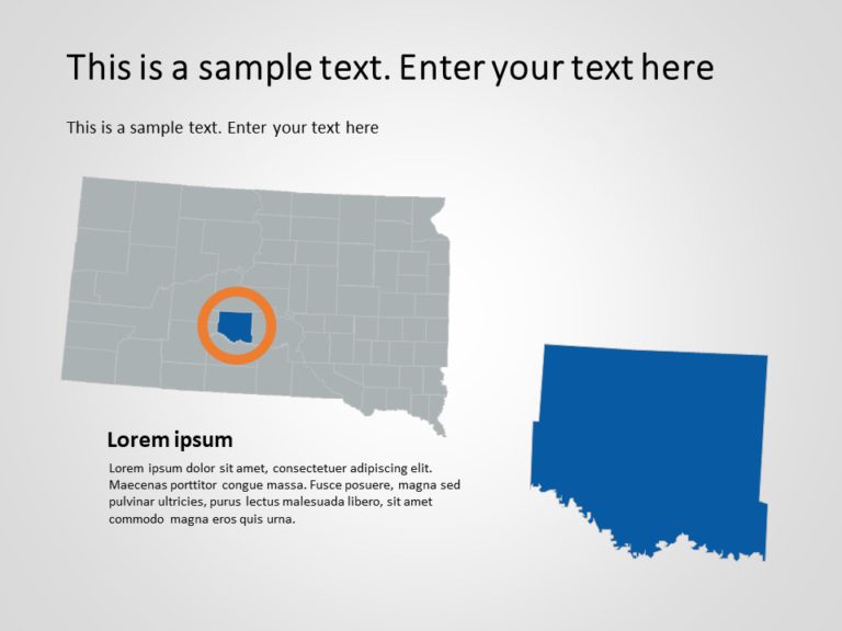 South Dakota Map 3 PowerPoint Template