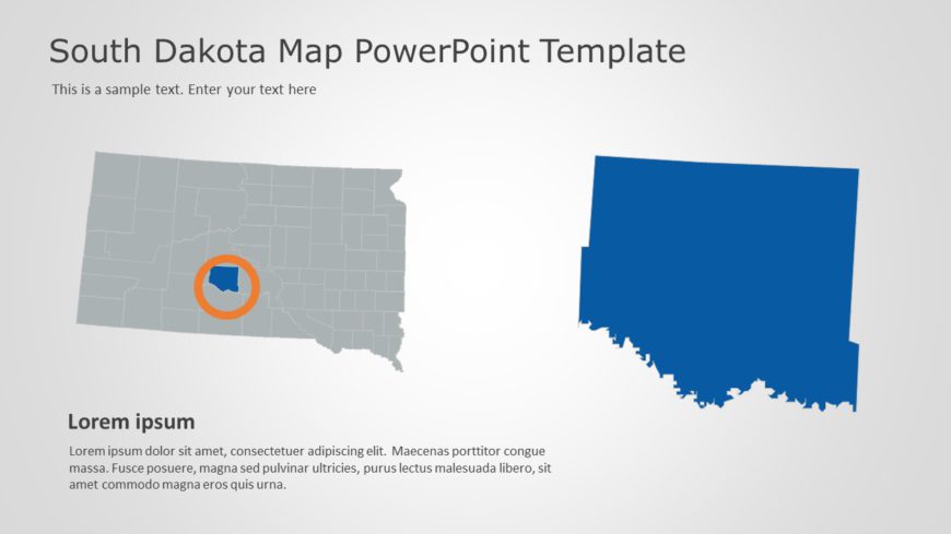 South Dakota Map 3 PowerPoint Template