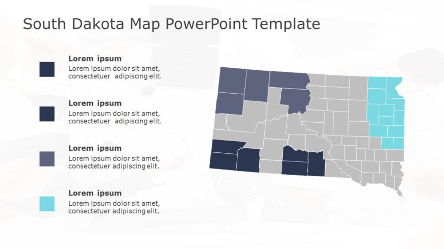 South Dakota Map 4 PowerPoint Template