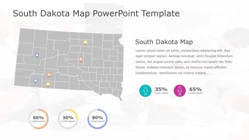 South Dakota Map 6 PowerPoint Template