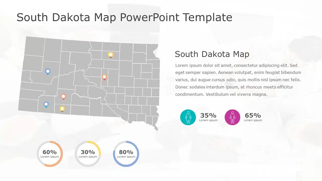 South Dakota Map 6 PowerPoint Template & Google Slides Theme