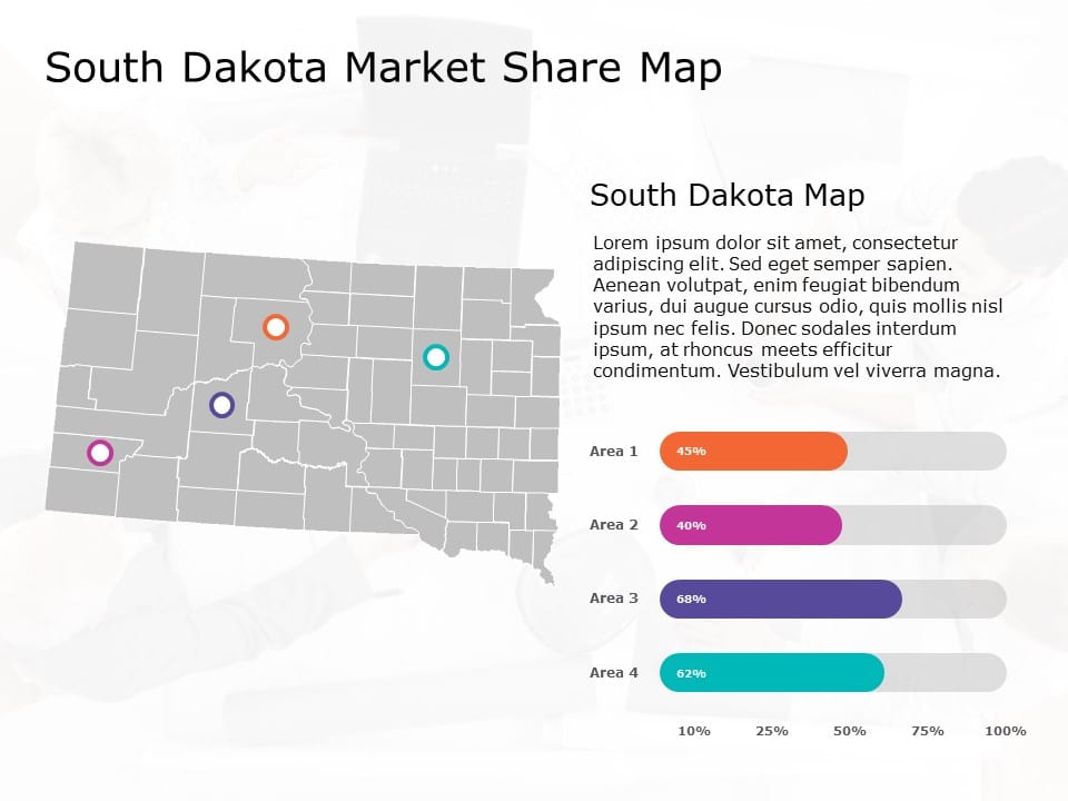 South Dakota Map 7 PowerPoint Template