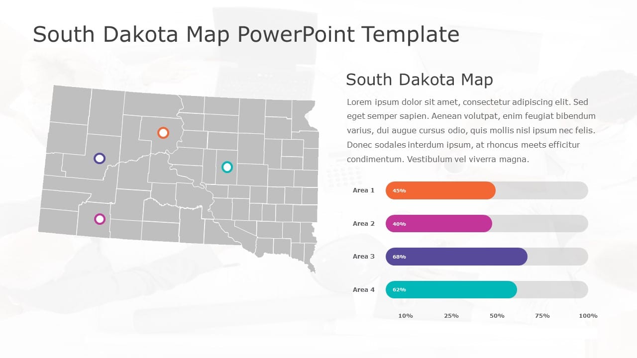 South Dakota Map 7 PowerPoint Template & Google Slides Theme