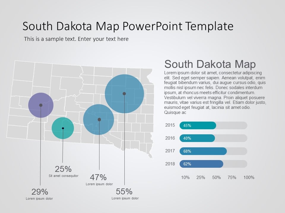 South Dakota Map 8 PowerPoint Template