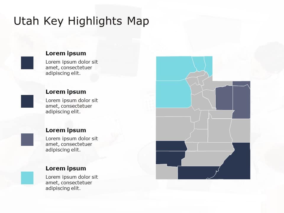 Utah Map 4 PowerPoint Template