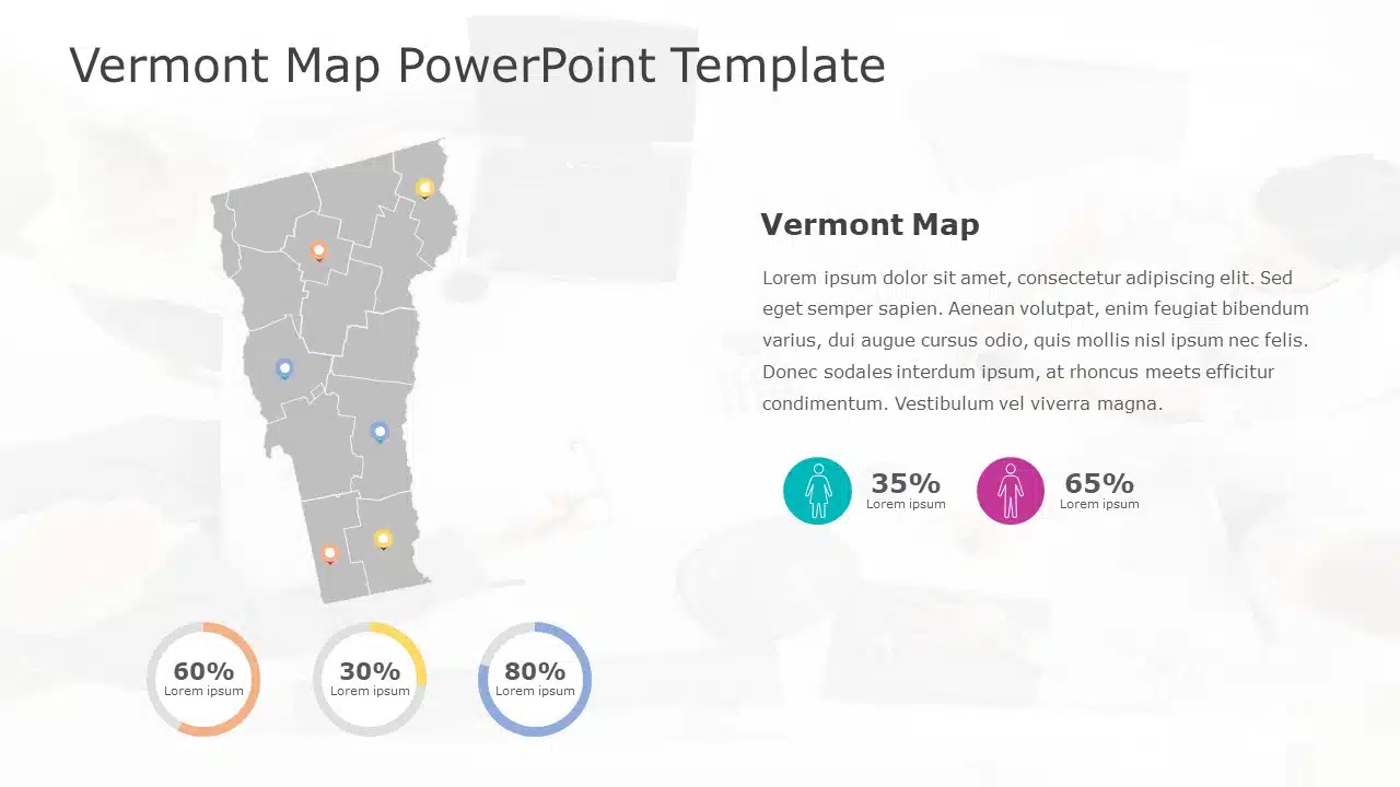 Vermont Map 6 PowerPoint Template & Google Slides Theme