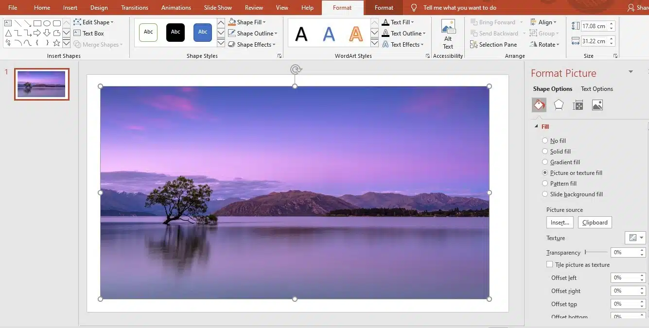 change picture transparency in PowerPoint