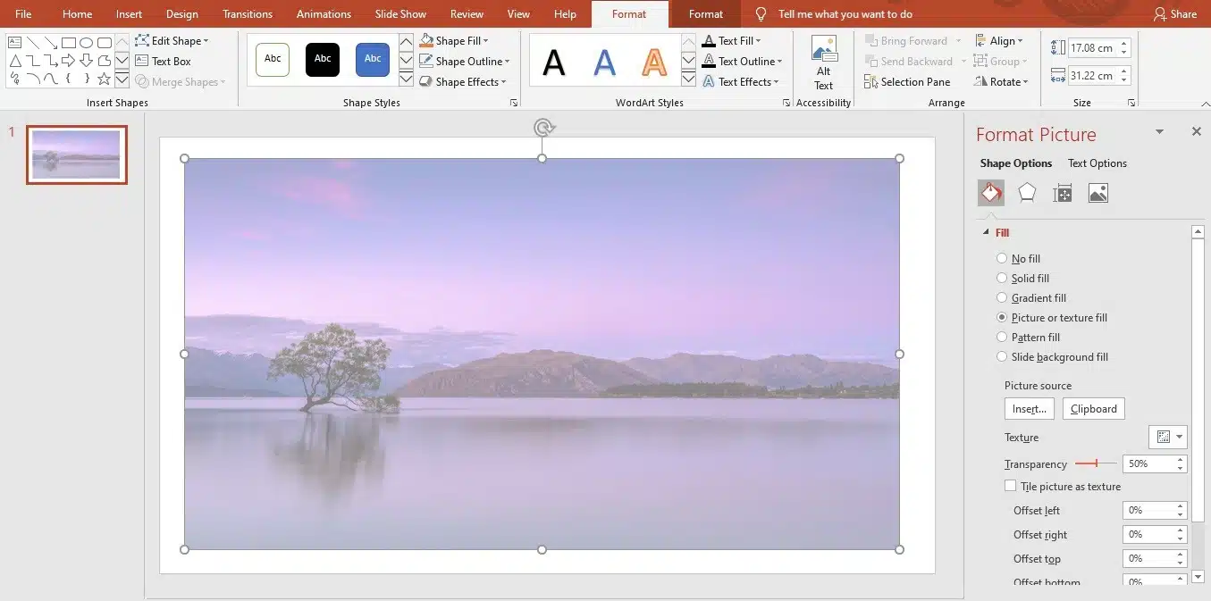 change picture transparency in PowerPoint