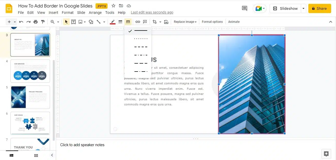 how to make a border on Google Slides