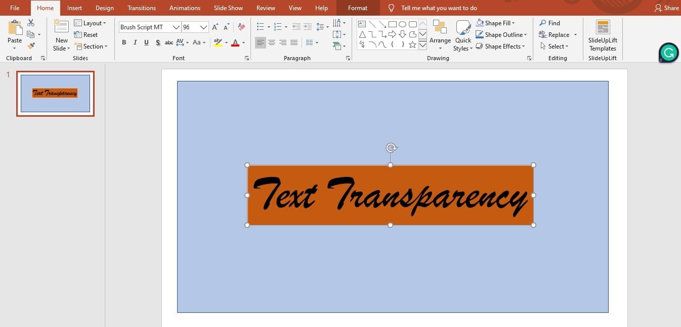 transparent background in PowerPoint