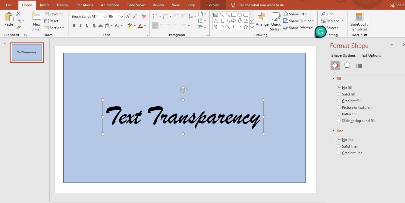 transparent background in PowerPoint