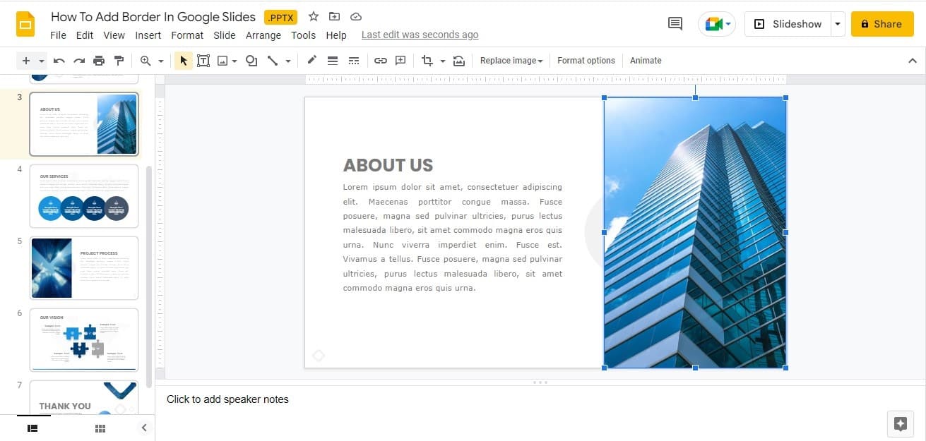 add a border to a picture in google slides