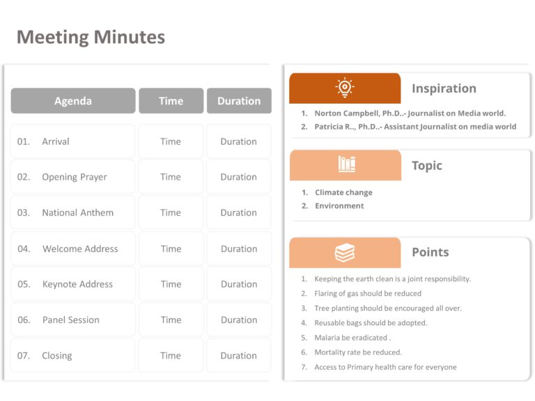 Animated Meeting Minutes PowerPoint Template