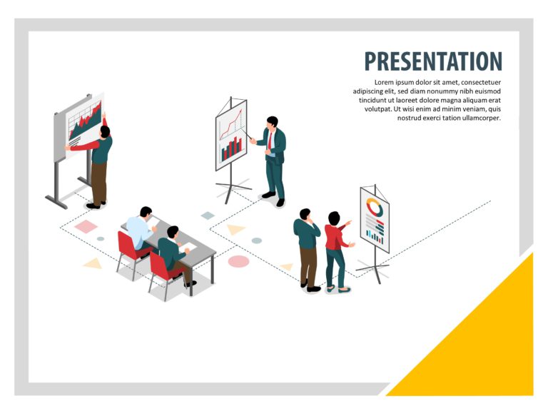 Business Presentation Isometric PowerPoint Template