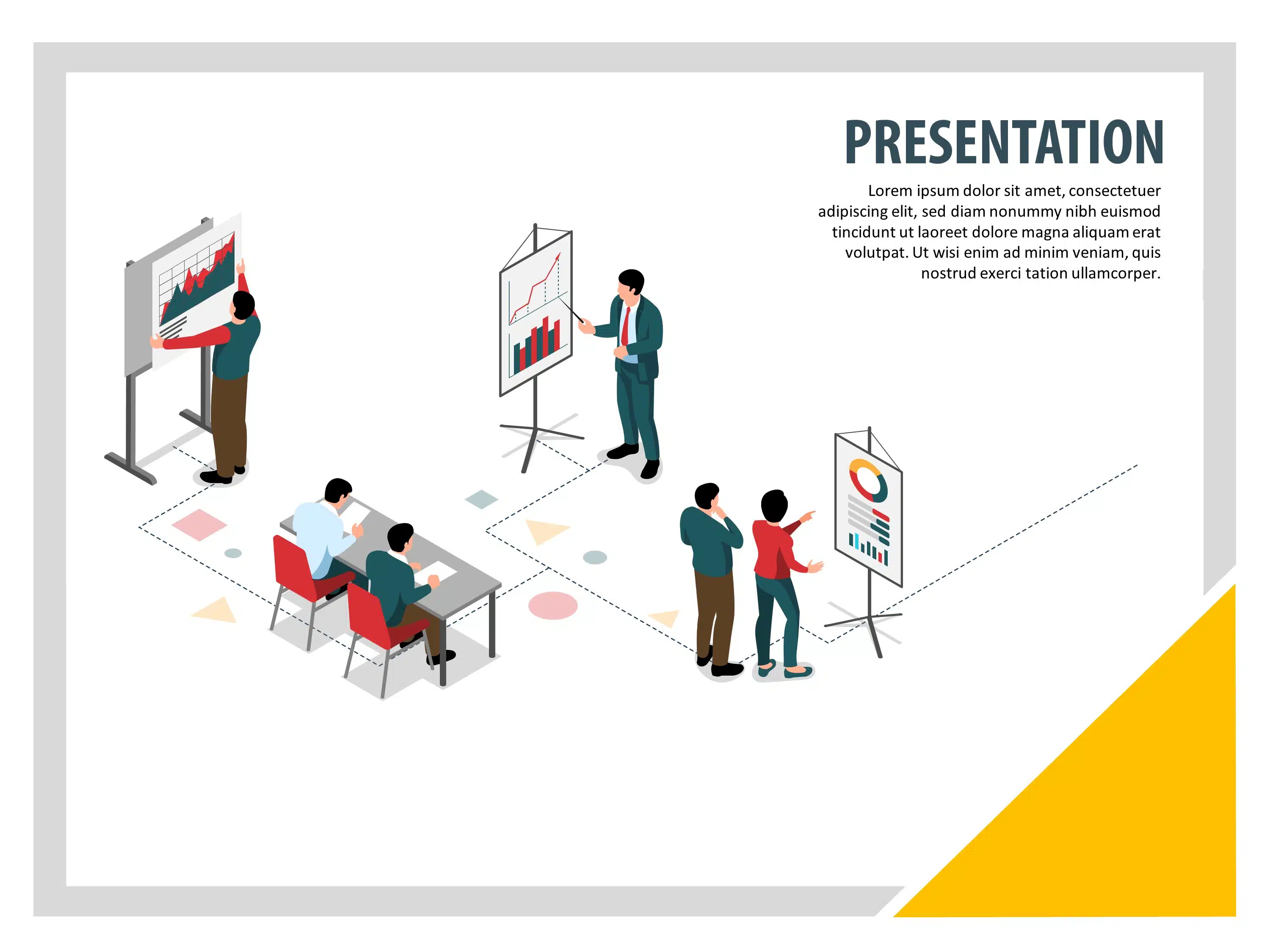 Business Presentation Isometric PowerPoint Template & Google Slides Theme