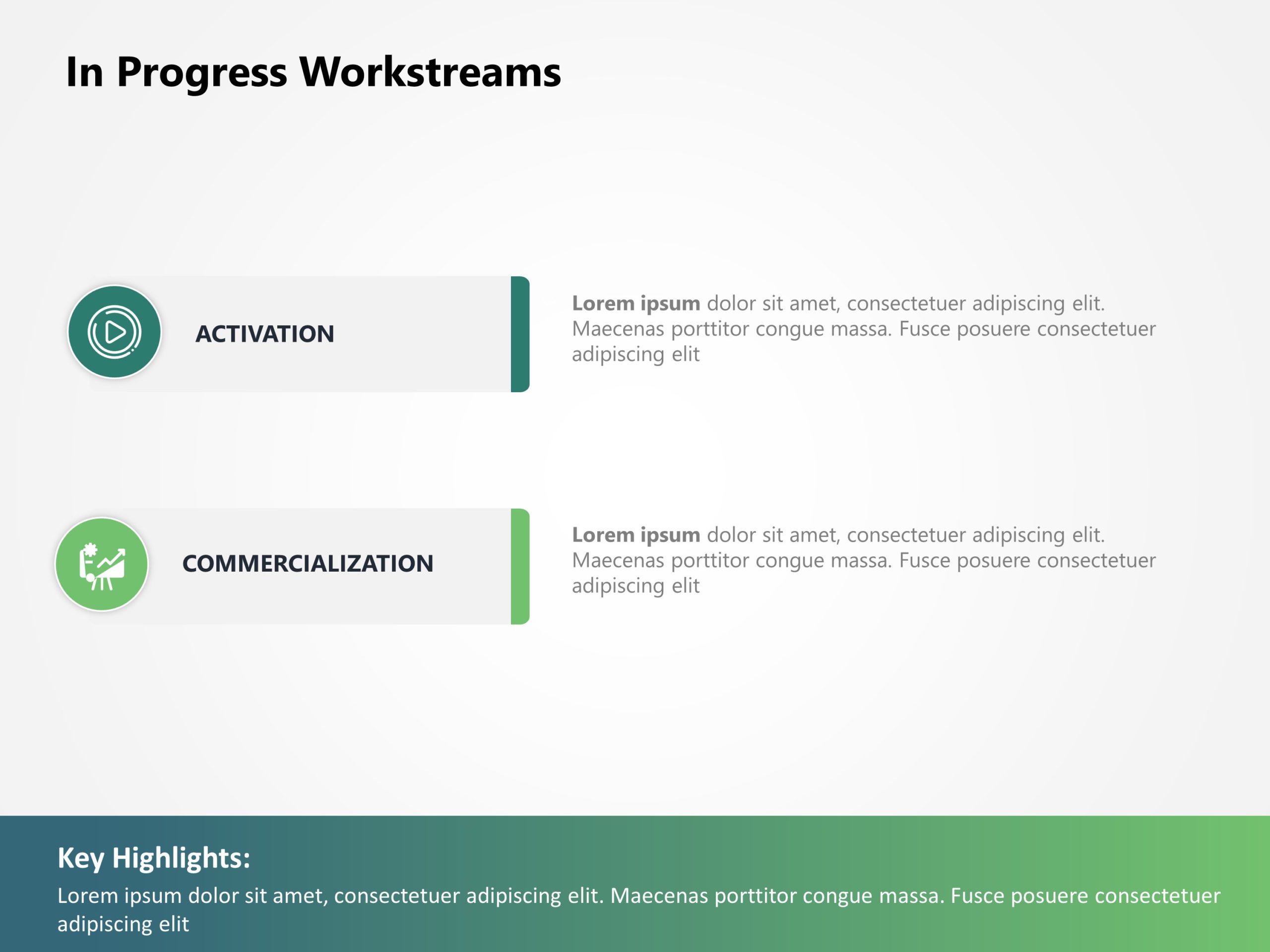 In Progress Workstream PowerPoint Template & Google Slides Theme