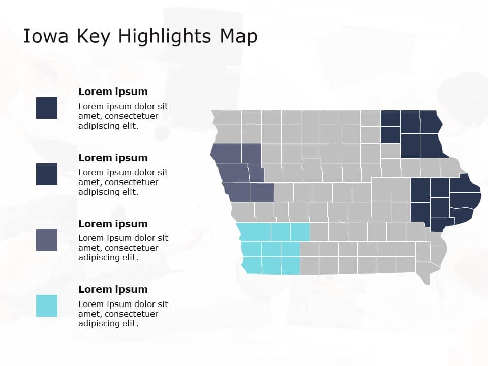 Iowa Map 4 PowerPoint Template