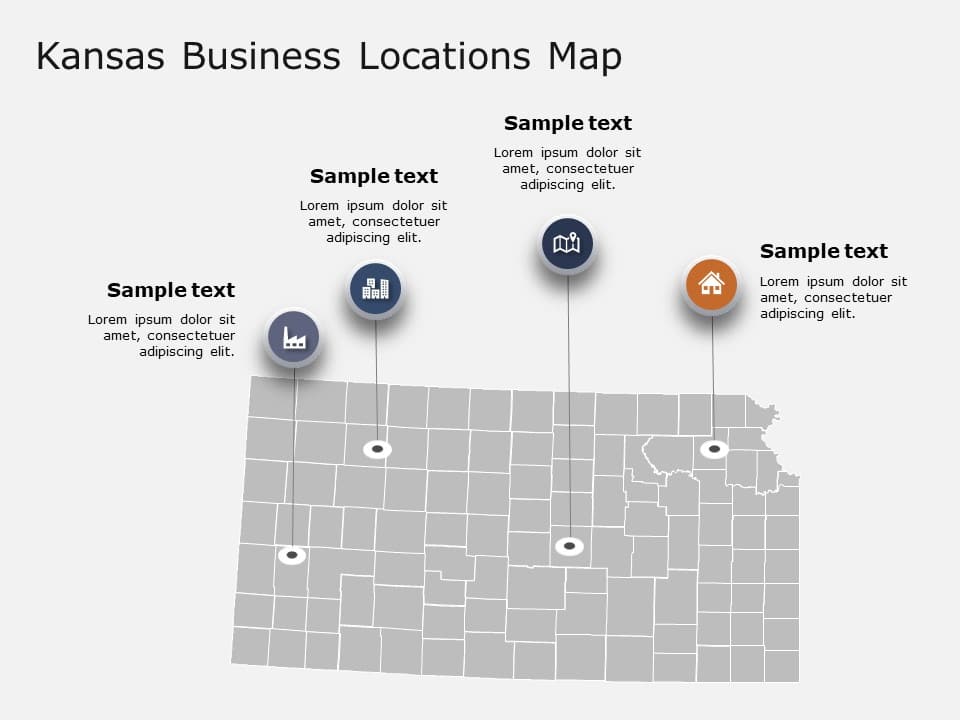 Kansas Map 2 PowerPoint Template