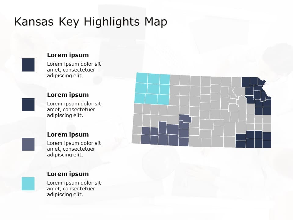 Kansas Map 4 PowerPoint Template
