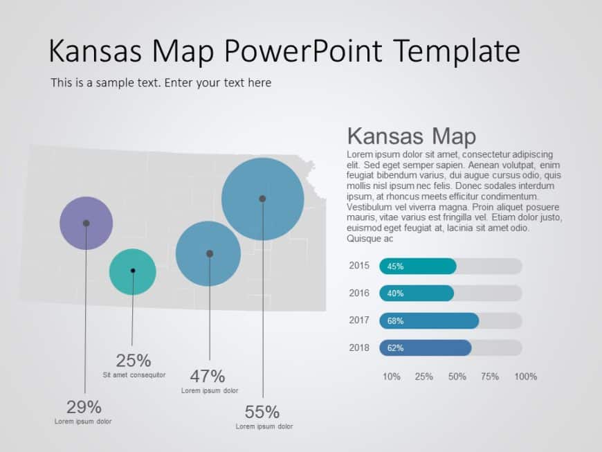 Kansas Map 8 PowerPoint Template