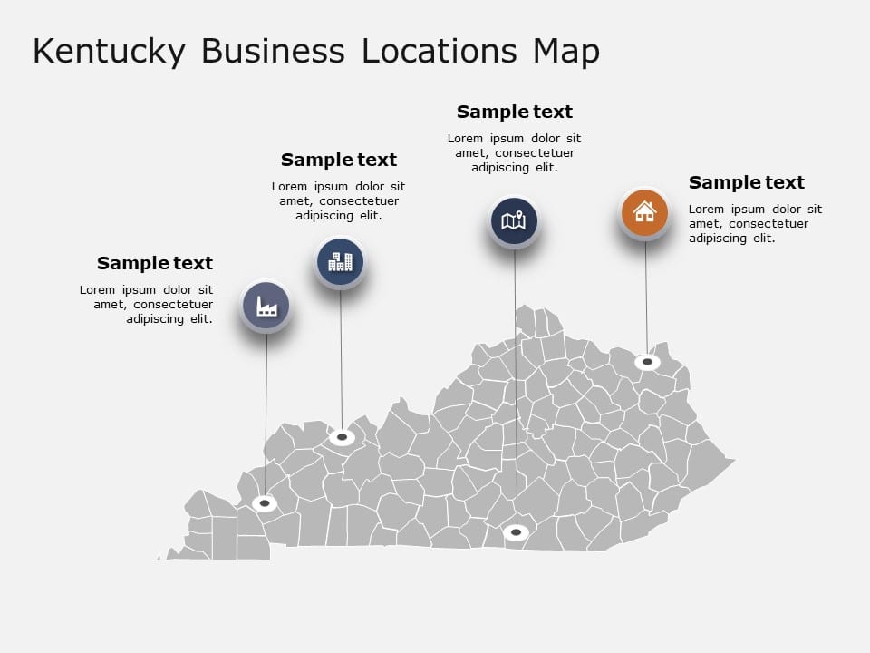 Kentucky Map 2 PowerPoint Template