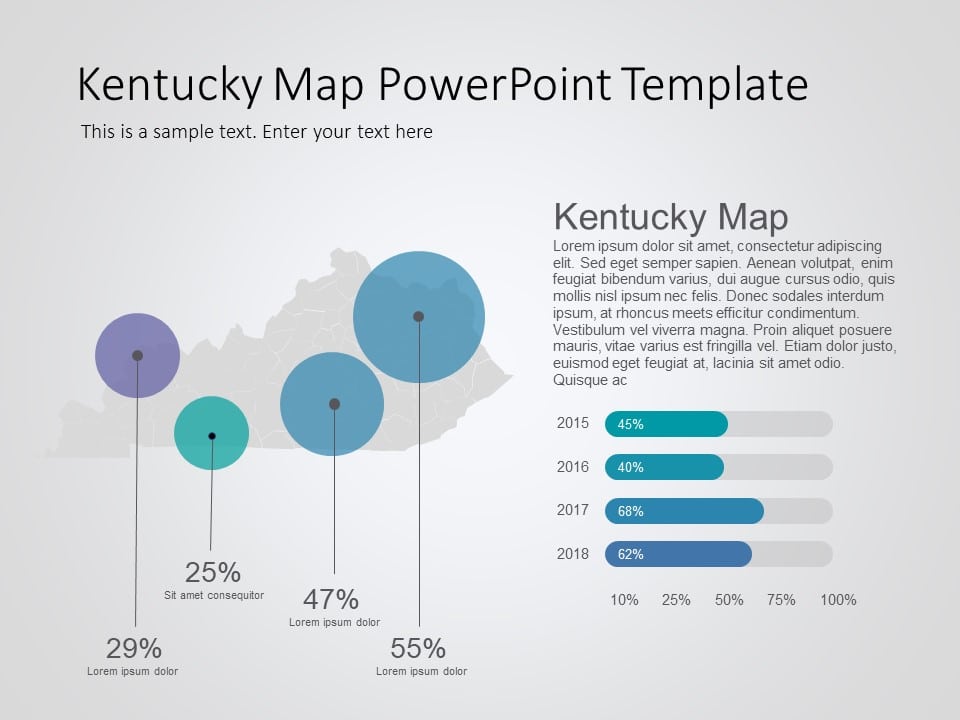 Kentucky Map 8 PowerPoint Template
