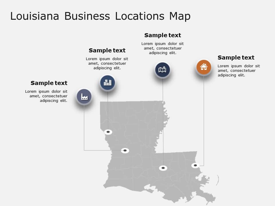 Louisiana Map 2 PowerPoint Template