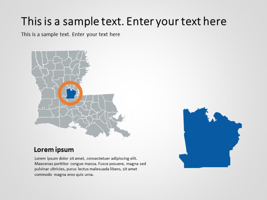 Louisiana Map 3 PowerPoint Template