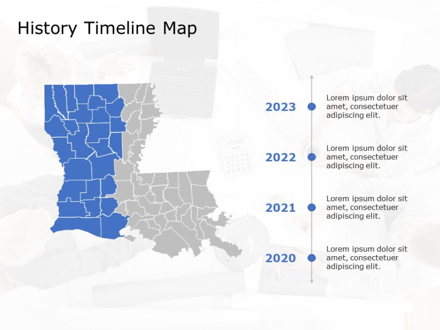 Louisiana Map 5 PowerPoint Template