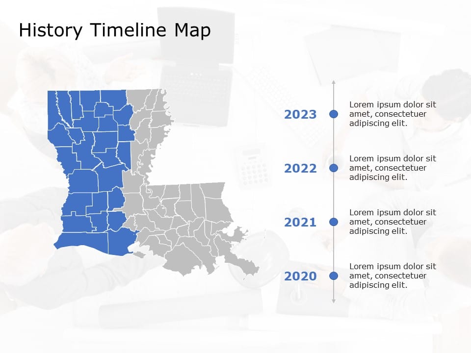 Louisiana Map 5 PowerPoint Template